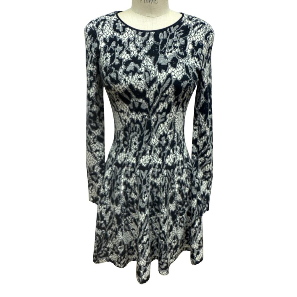DKNY Knit Lace Print Fit & Flare Dress Size Small